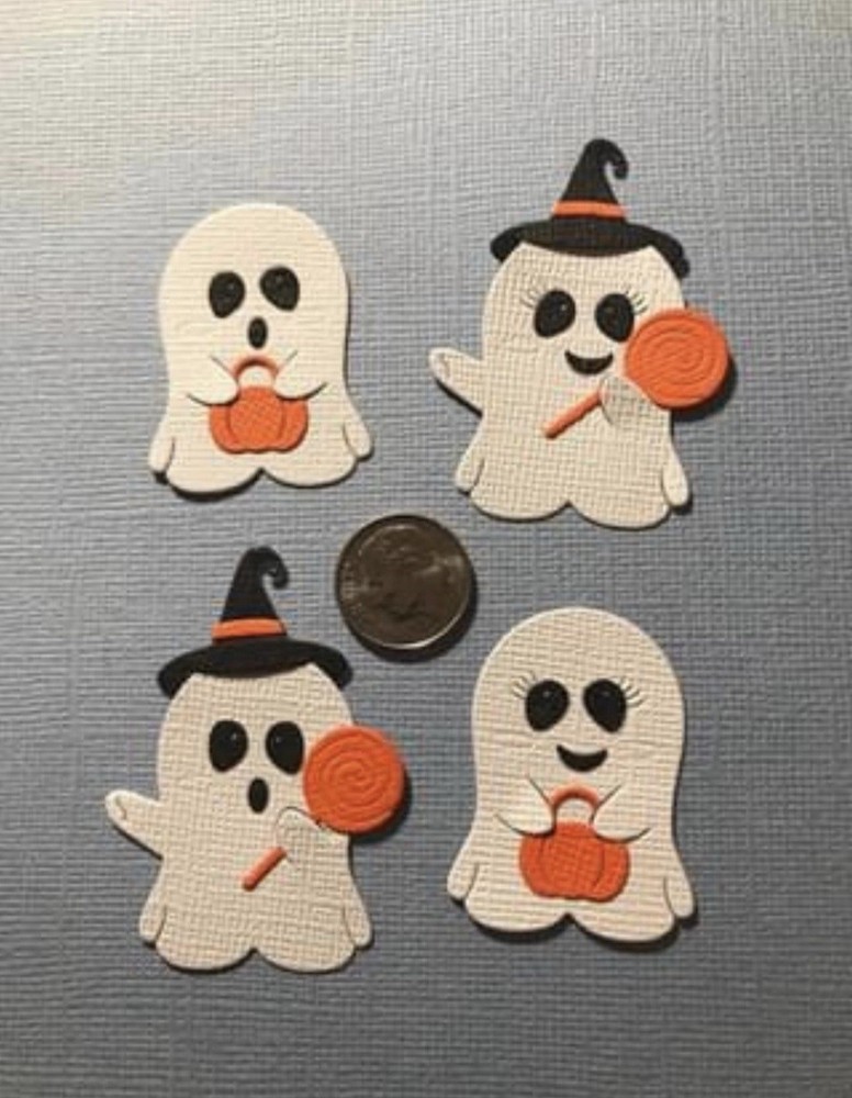 4 Halloween Ghosts Die Cuts Paper Pieces