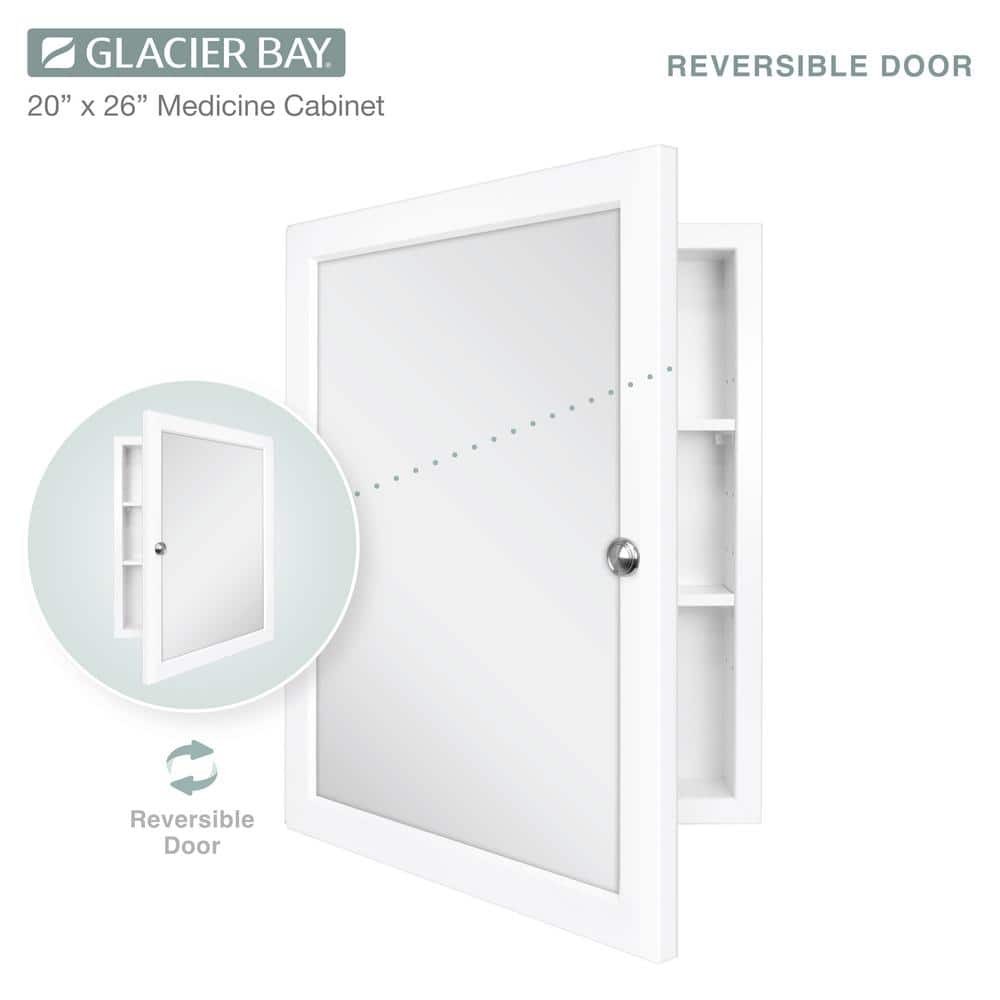 Glacier Bay 20" W x 26" H Rectangular Recessed,Surface-Mount Medicine Cabinet