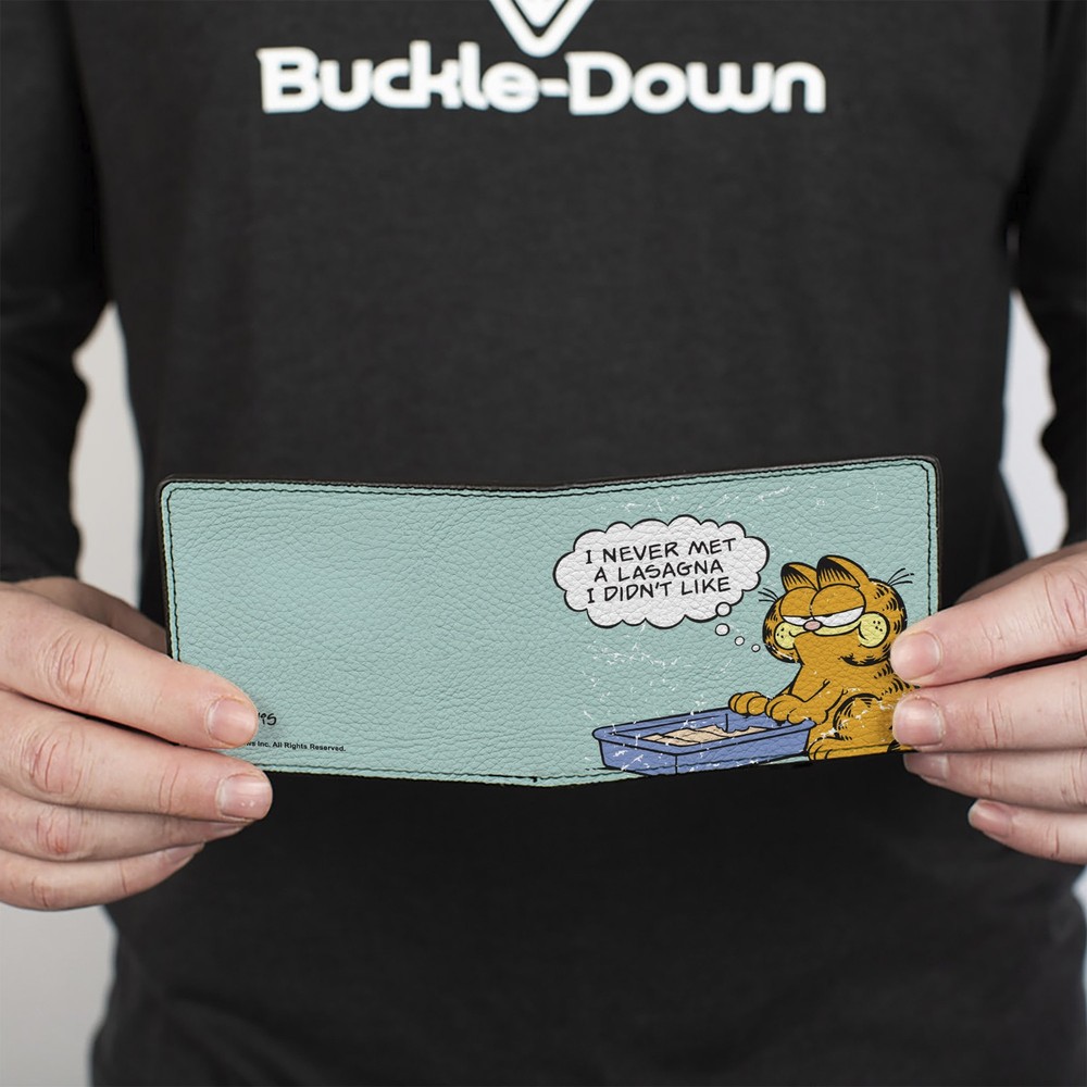 Bi-Fold Wallet Garfield NEVER MET A LASAGNA Pose Light Blue