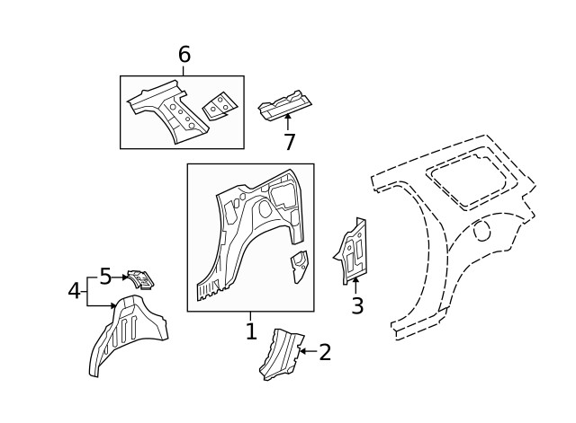 Genuine GM Driver Side Outer Lower Quarter Panel 25994316