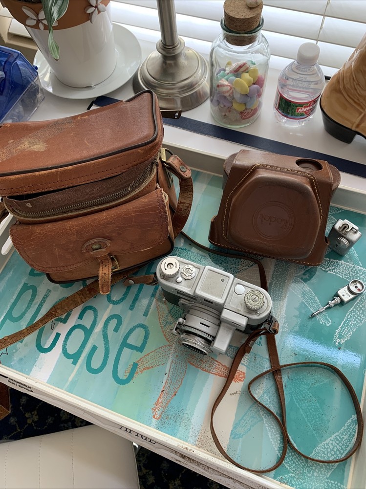 kodak35 Camera with rangefinder in leather case with booklets, Free Shipping