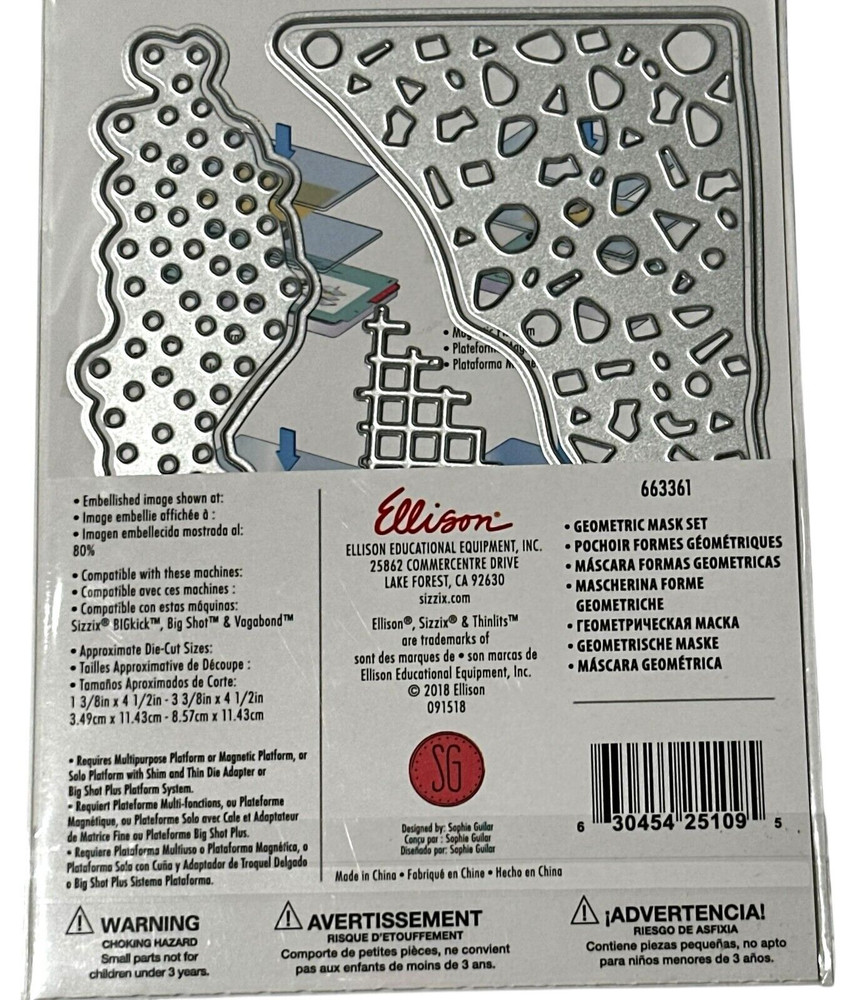 Sizzix Thinlits Geometric Mask Set Dies Paper Cutting Background Dot Confetti