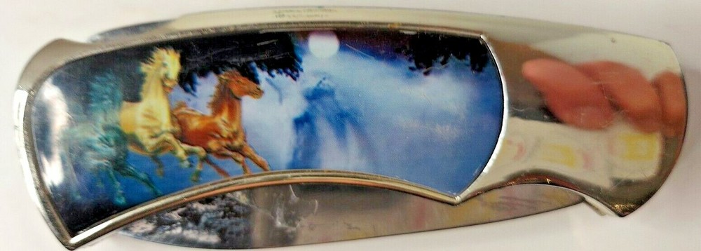 Native Spirit Horses Handle Folding Knife 4" (when closed)