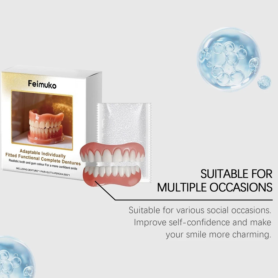 Full Denture Set Upper Lower False Teeth Replacement for Men Women