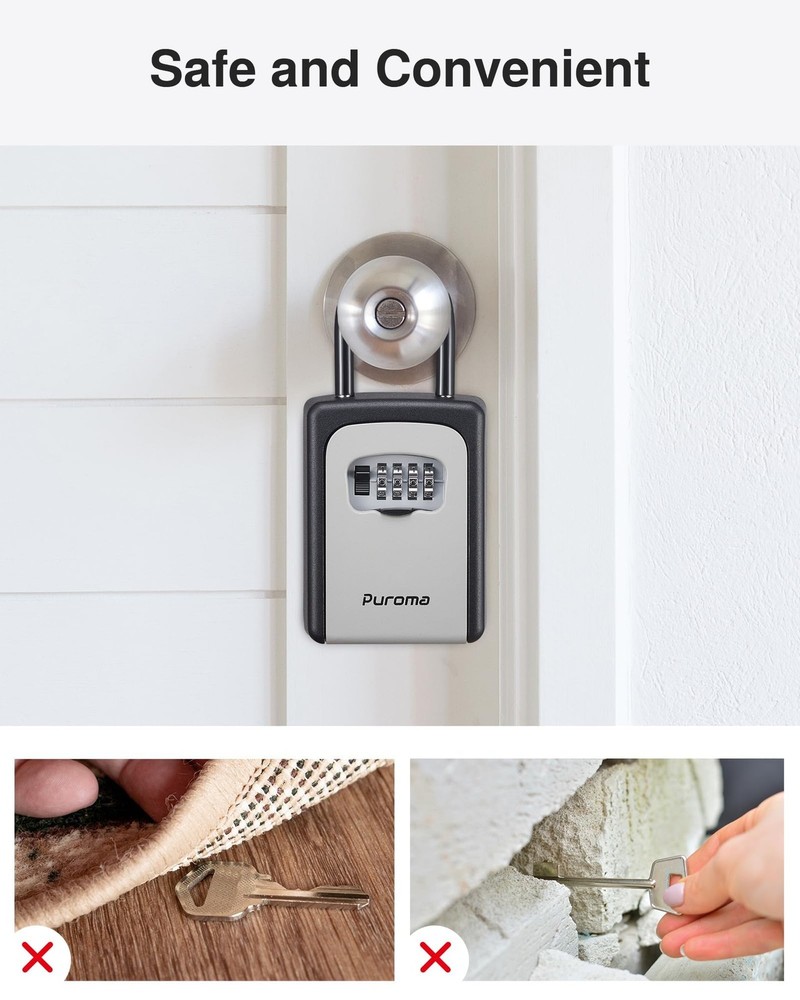 Puroma Lock Box Large Key Lock Box Resettable Combination Code Lockbox Portab...