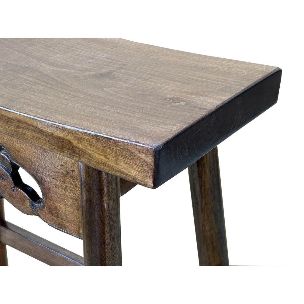 Walnut Brown Butterfly Accent Rectangle Backless Bench Side Table GB173