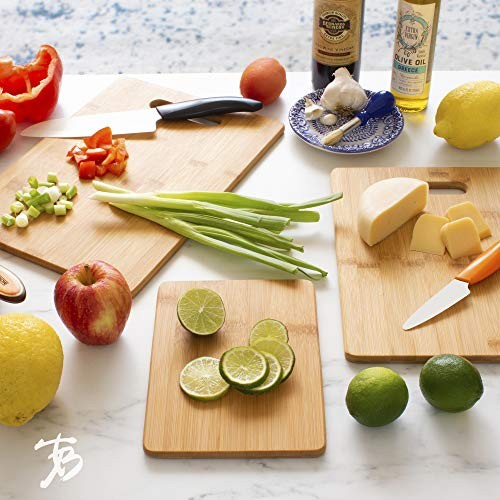 3-Piece Bamboo Cutting Board Set, 3 Assorted Sizes Solid 3 Piece Set