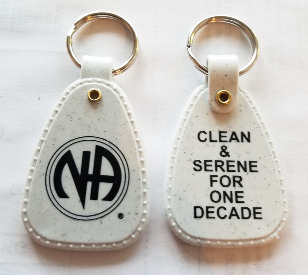 NARCOTICS ANONYMOUS - NA -1 DECADE - GRANITE KEY TAG - 10+ yr clean