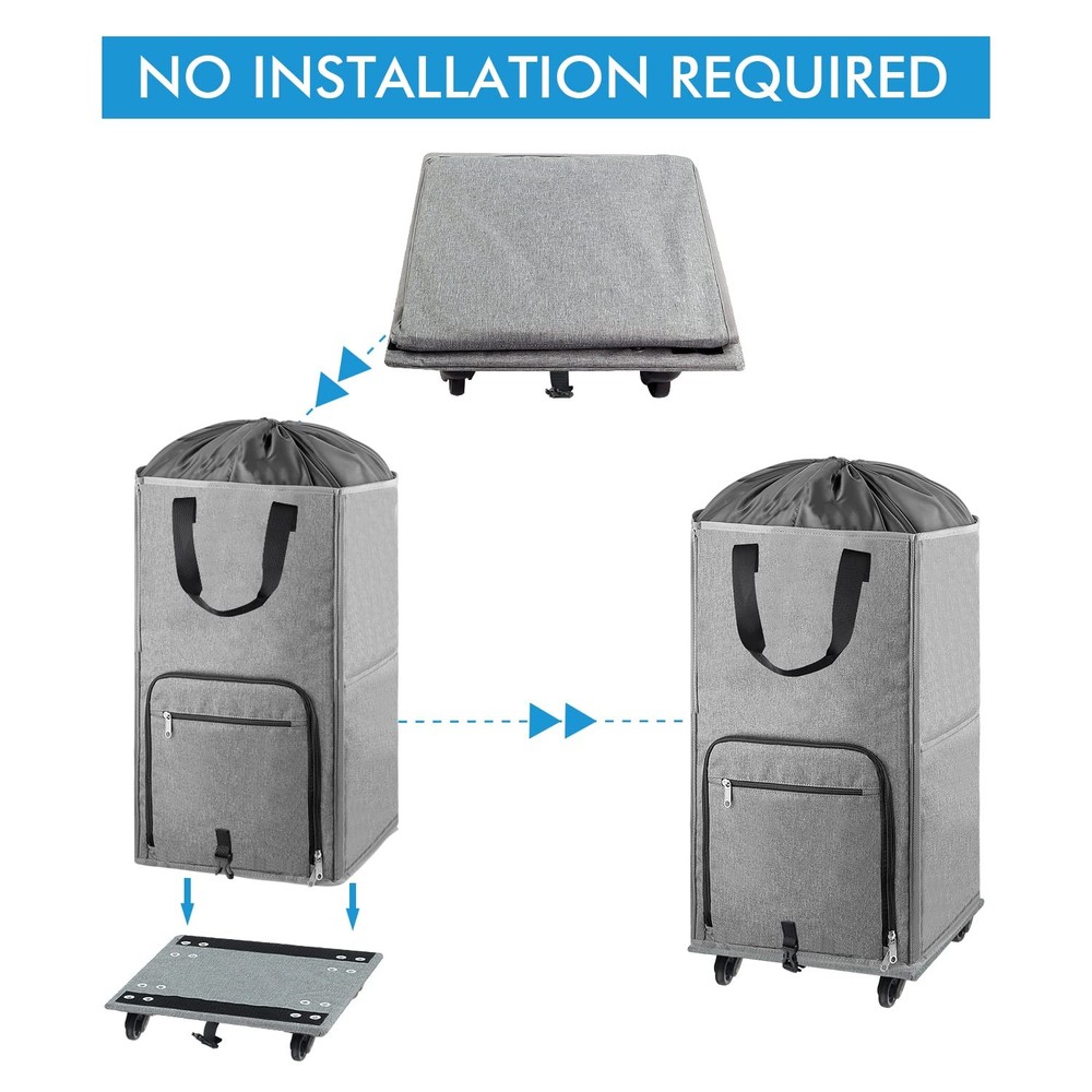 Laundry Hamper with Wheels, Large Rolling Laundry Basket with 4 Casters and 2...