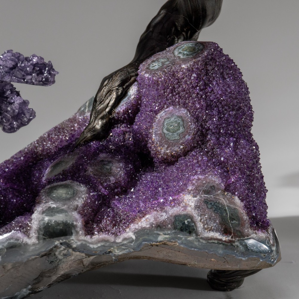 Custom Designed - Genuine Amethyst Clustered Gemstone Tree on Amethyst Matrix