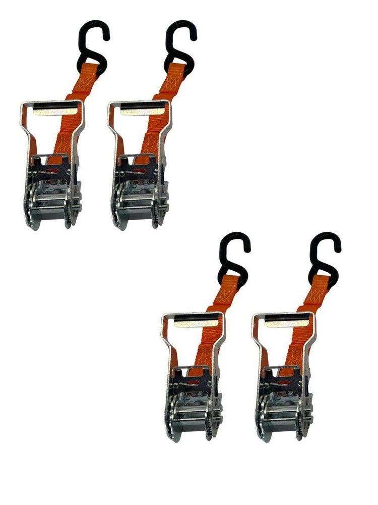 1"X16' Ratchet Strap with S-Hook 4 Pack