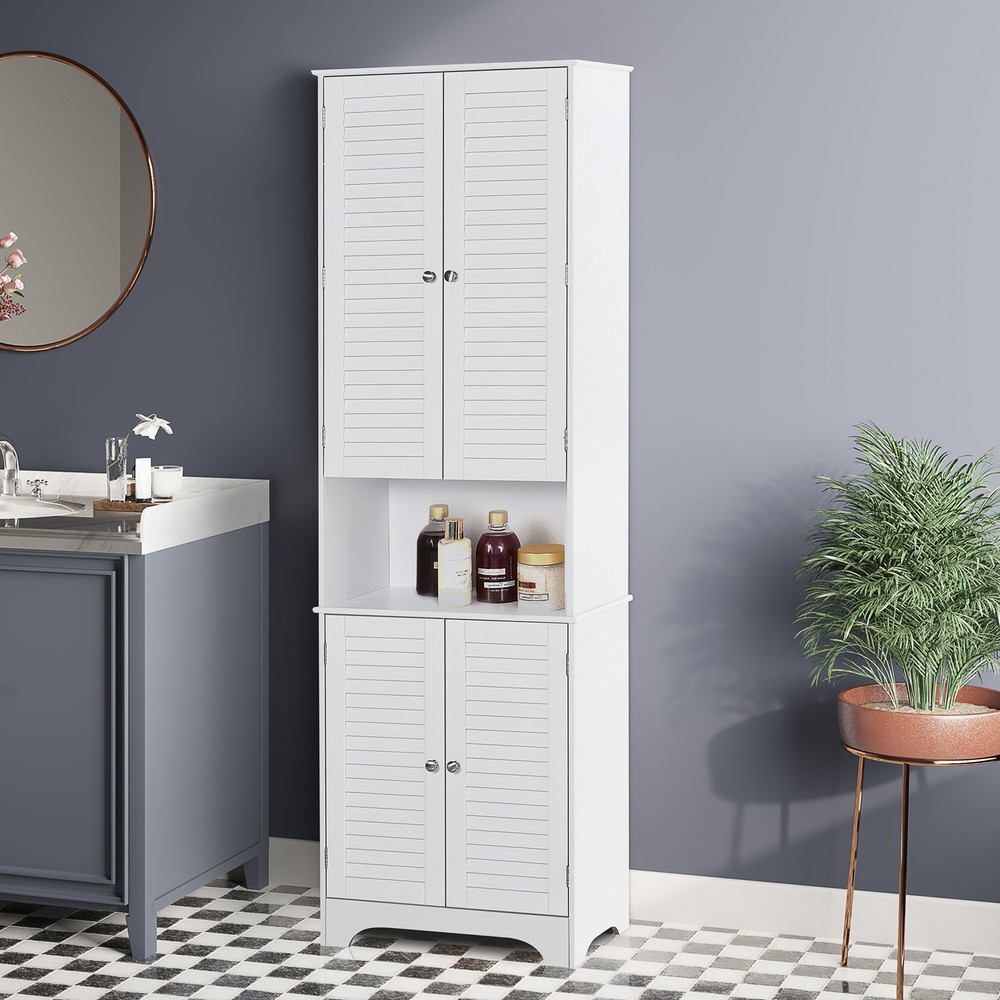 Modern Toliet Vanity Case w/Duo Entry and Moveable Counters, White