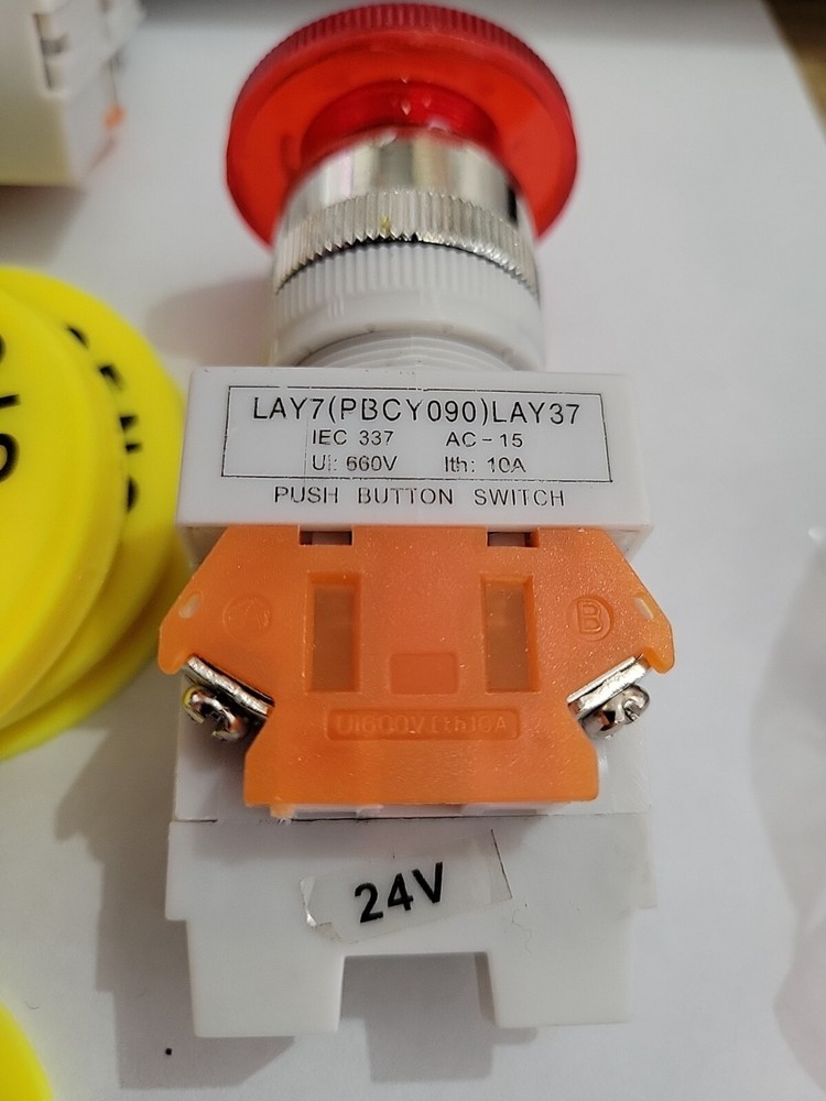 INDUSTRIAL controls EMERGENCY shut off switch lighted 24v - max 660V 10A label