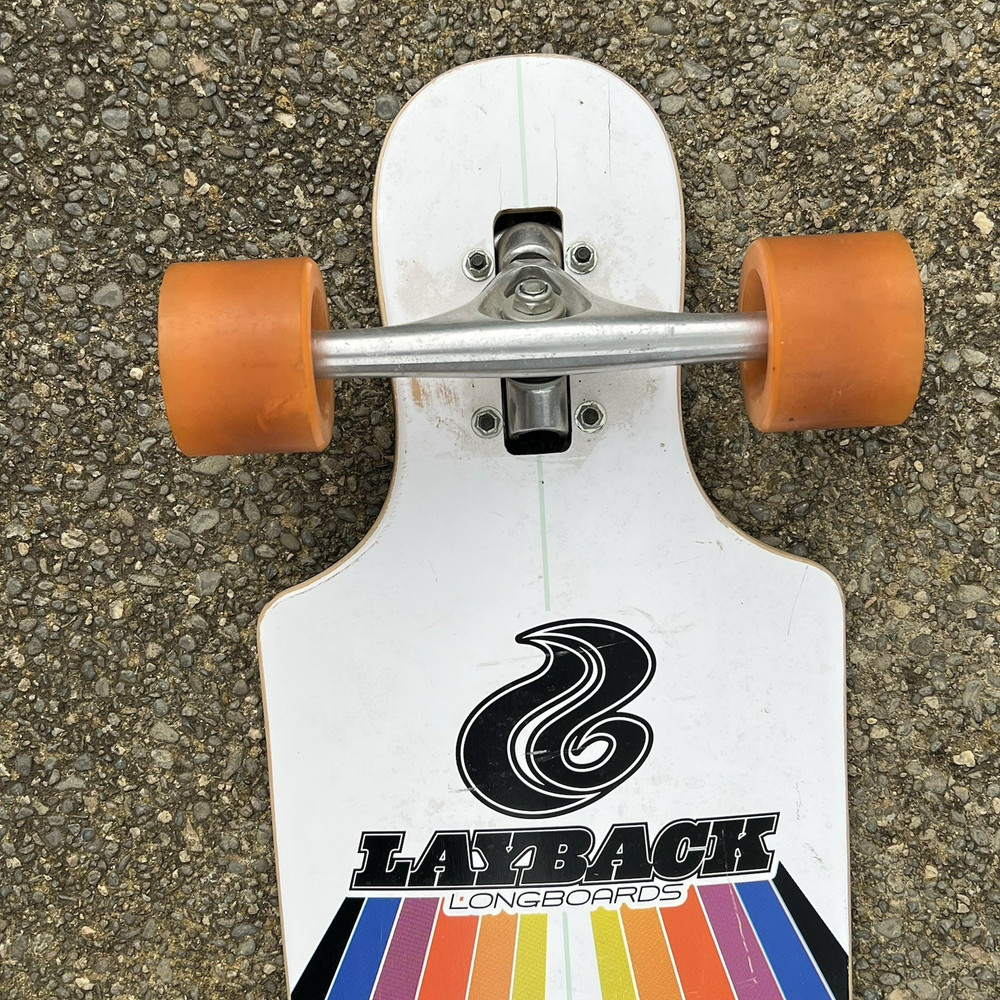 Layback Sunstripe White 40" Drop Thru Longboard Skateboard Complete