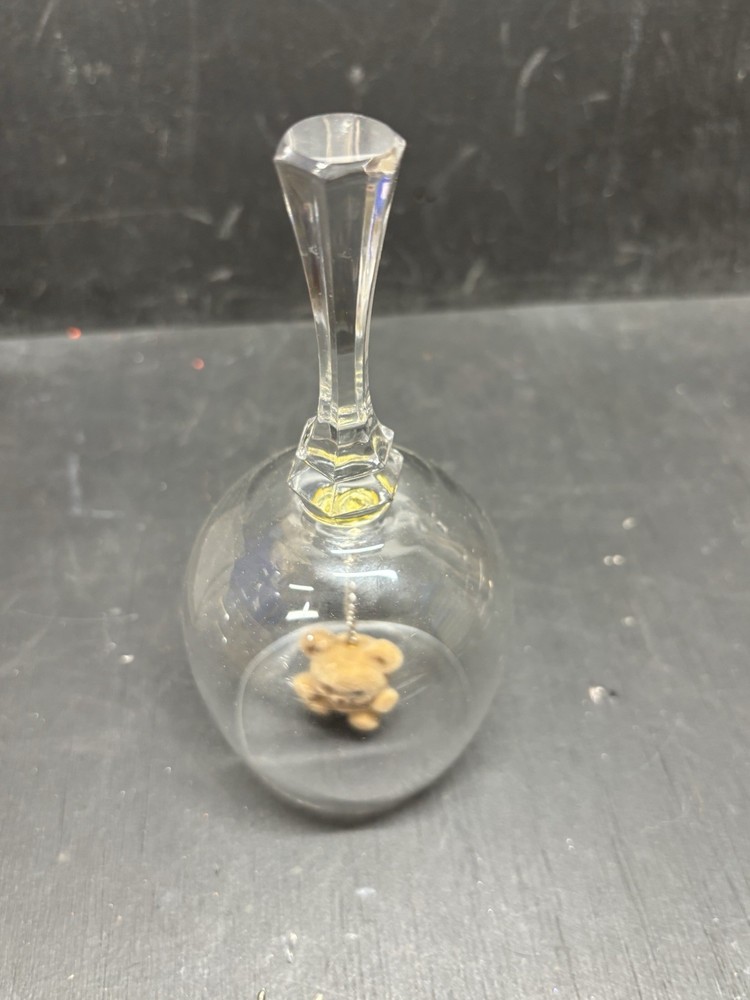 Clear Crystal Dinner Bell with Teddy Bear Bell” Item Tan