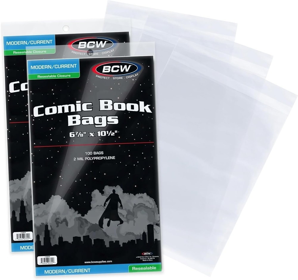200 Count Resealable Comic Bags for Current Issues - Crystal Clear Protection