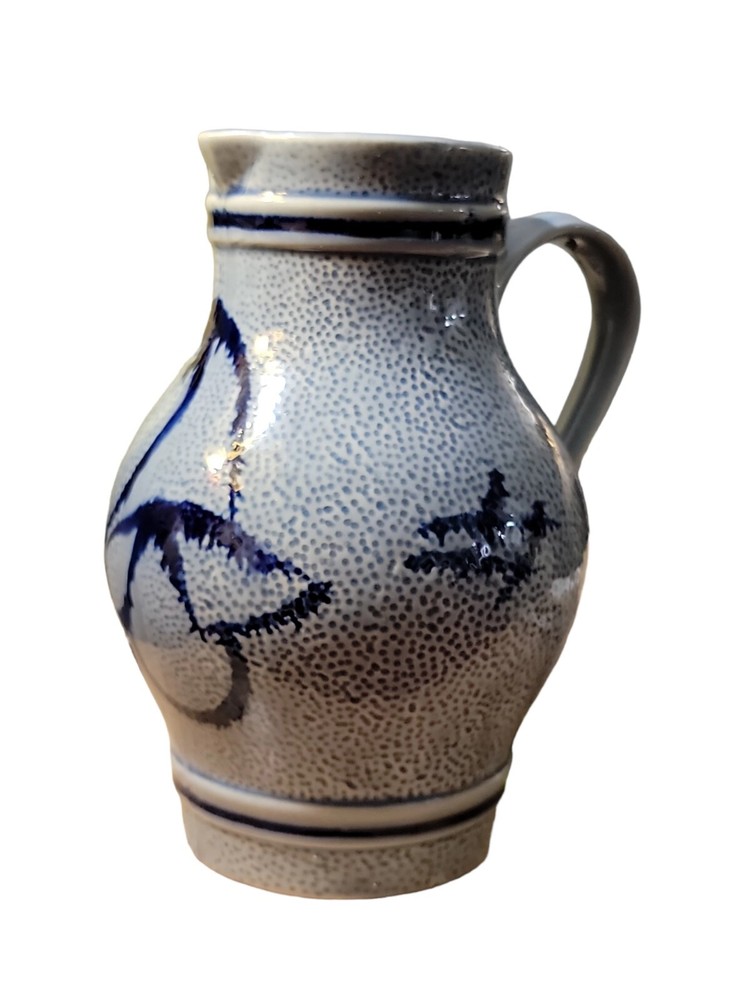 Vtg Blue Salt Glaze  8 " Pitcher
