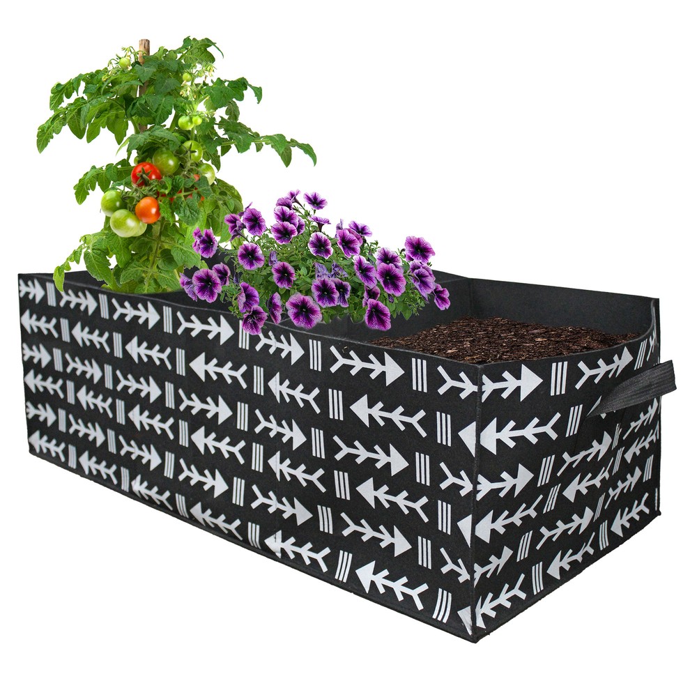 30 Gallon Large Rectangular Grow Bag, 3-Section Fabric Raised Bed Planter