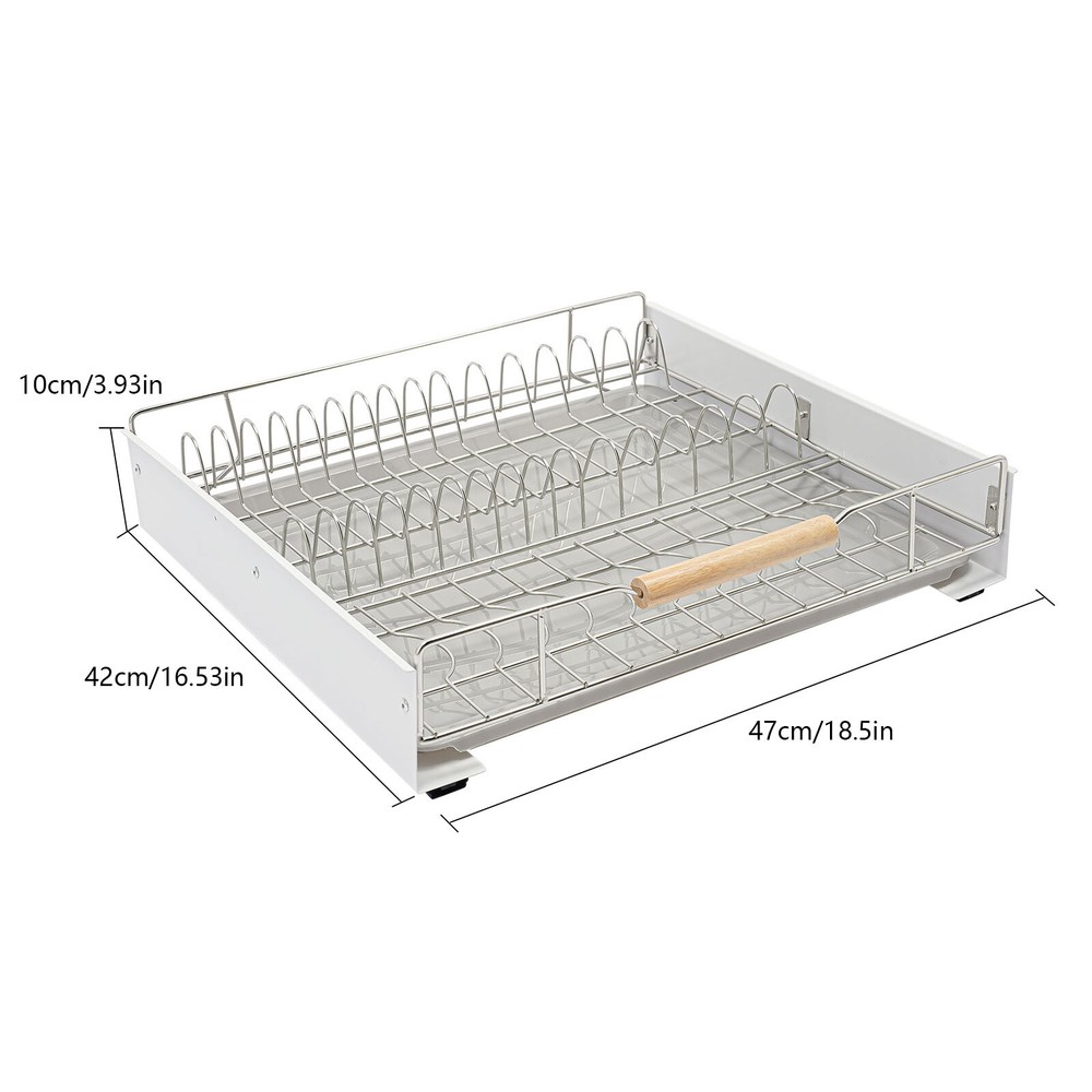 Modern Pull Out Drawer&Bottom-Mounted Slide Out Storage Shelf Silver, White New