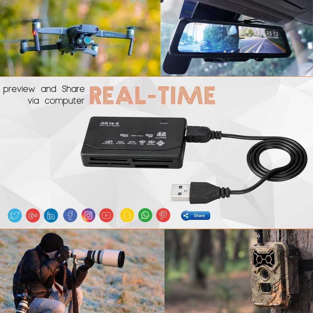 Micro SD Card Reader, Wansurs 6 in 1 Memory Card Reader for SD/Micro SD/CF/XD...