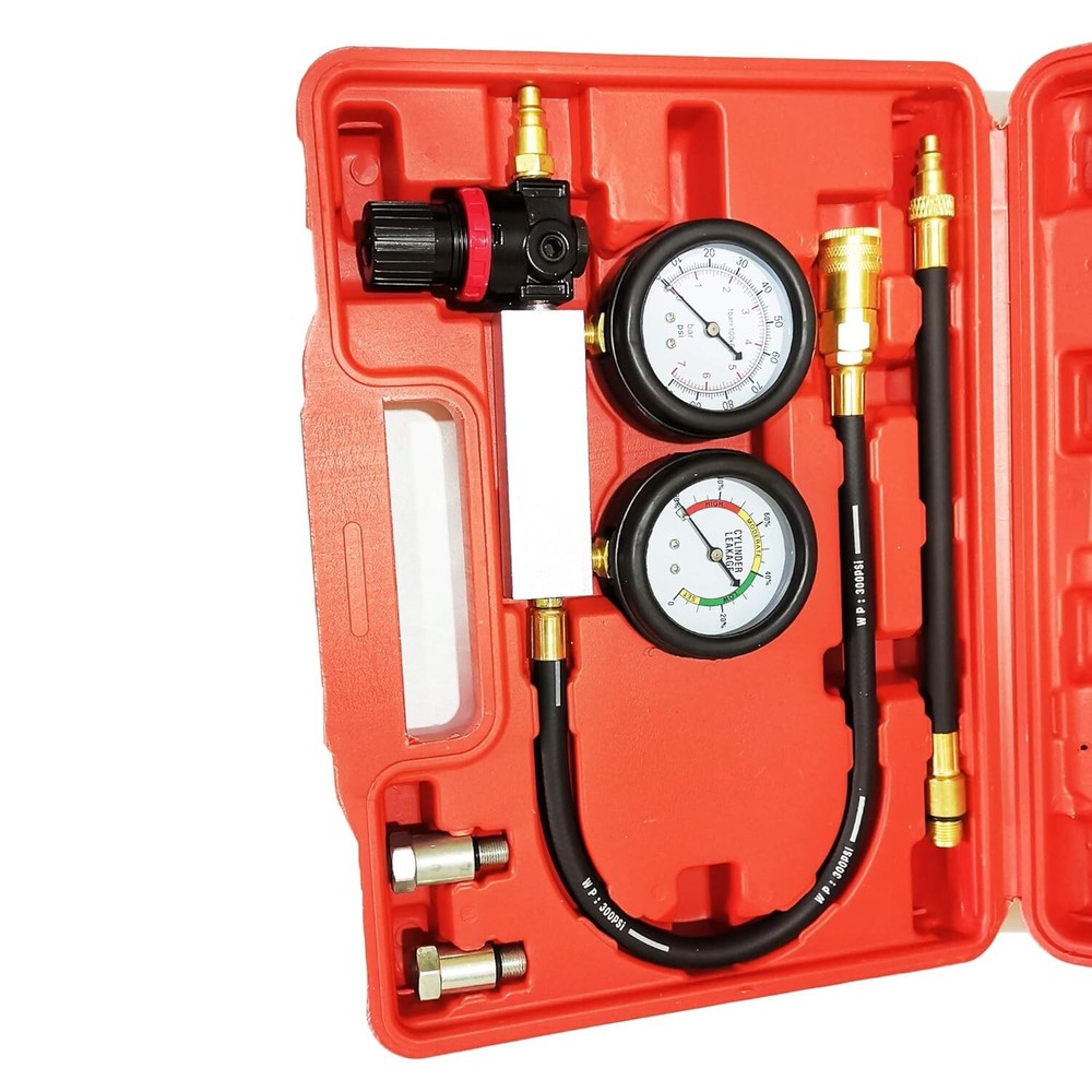 Engine Compression Tester Gauges Set - Tu-21 Leak Down and Diagnostics Tool