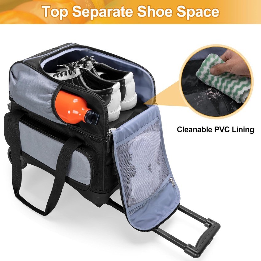 Single Ball Roller Bowling Bag with Wheels and Retractable Handle Extends
