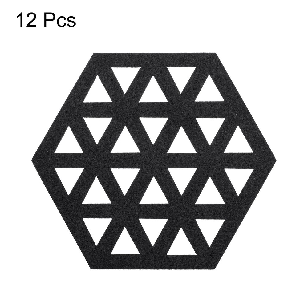 Felt Coasters 12pcs Hexagonal Coasters Coasters, Black