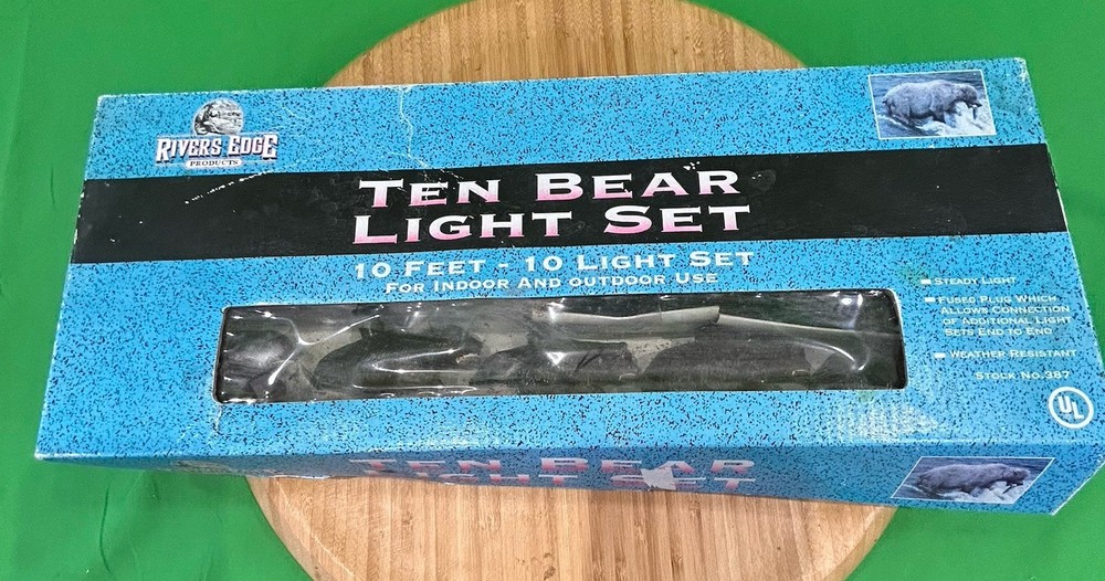 Ten Bear Light Set String Brown Bear w/ Trout Fish New