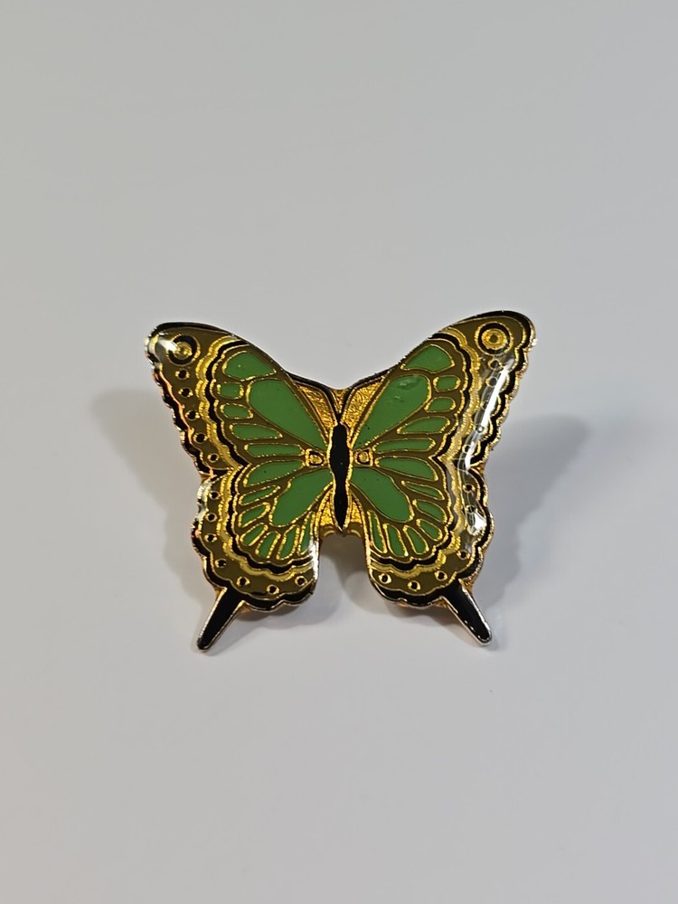 Butterfly Green & Black Lapel Pin Nice Design!