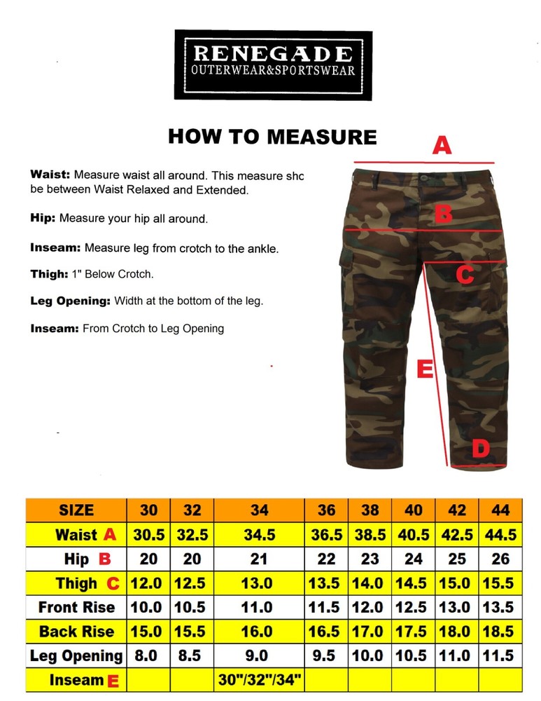 Renegade Sportswear Men’s Solid Color Cargo Pocket Pants