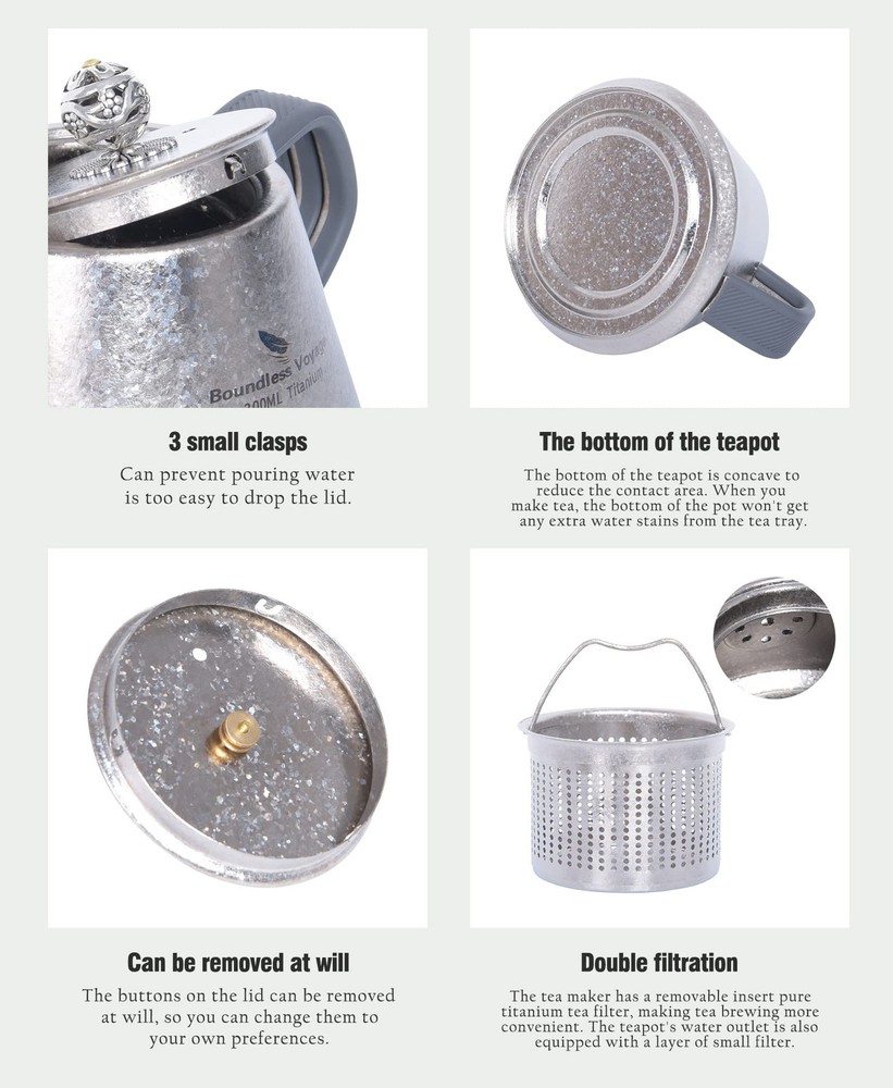 Titanium Tea Pot Coffee Kettle with Filter Lightweight Single Layer Kettle Ju...