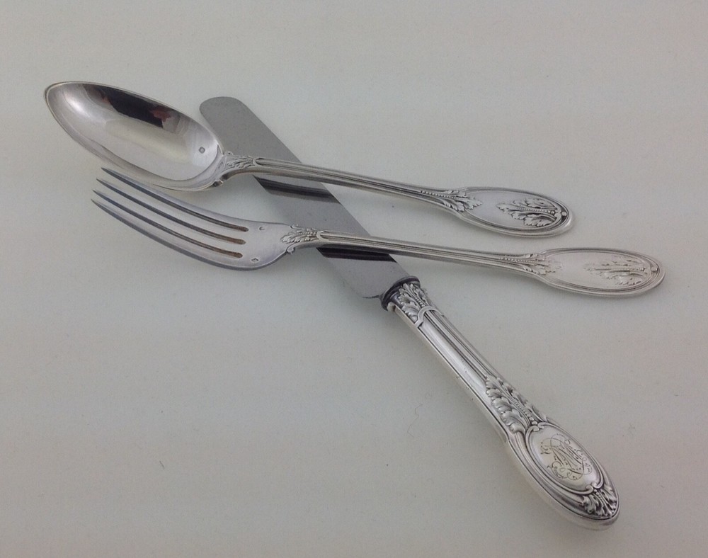 Odiot, Paris Wonderful Sterling Silver 4-pc Place-Setting, 07- Grimaldi