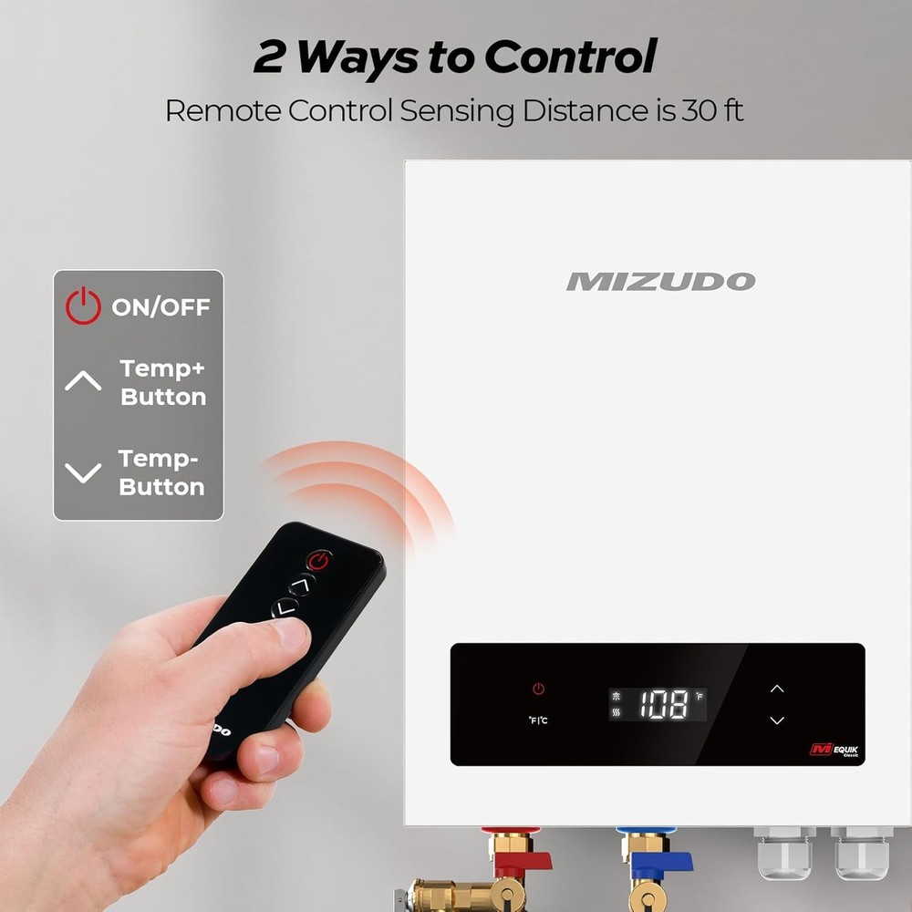 MIZUDO 18kW Tankless Water Heater Electric 240V Up to 4.2 GPM Remote Control