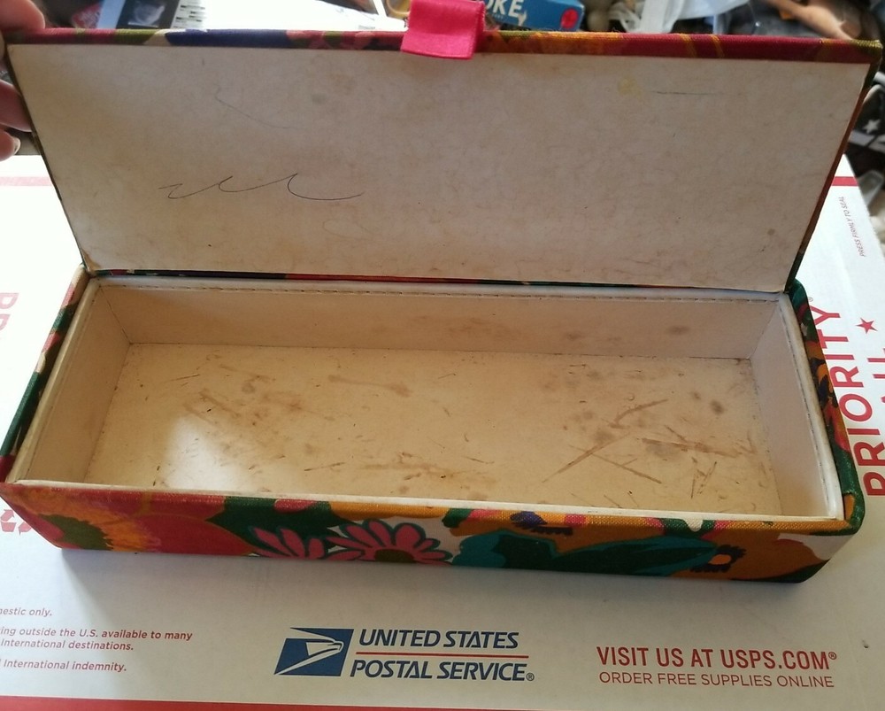 Vintage Retro Mod Cloth Covered Pencil Box
