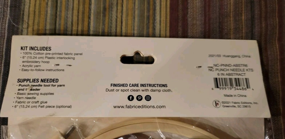 Needle Creations Punch Needle Kit, ABSTRACT, NEW