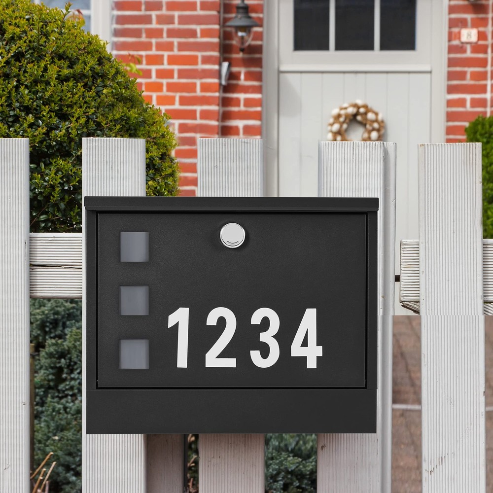 Locking Mailbox Wall Mounted, Metal Postbox with Matte Black-11