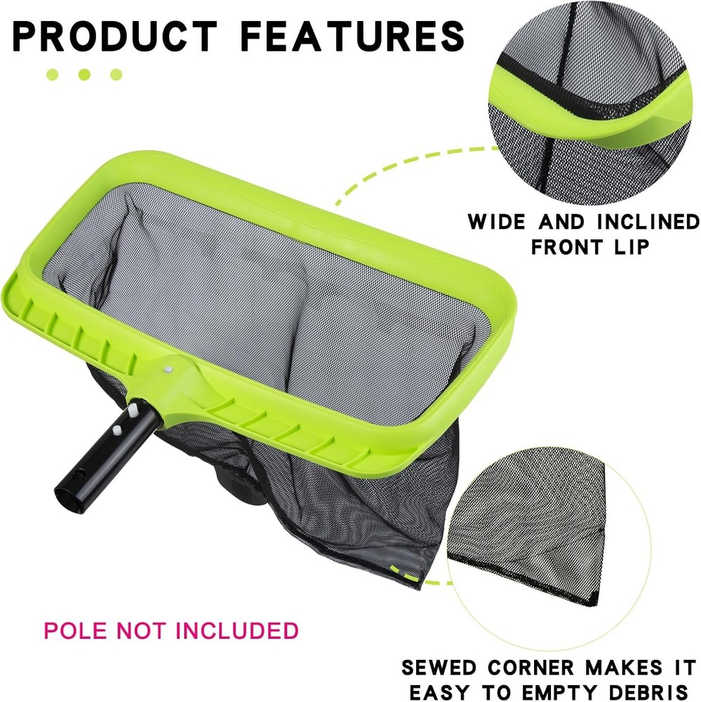 Swimming Pool Leaf Skimmer Net Reinforced Frame Deep Rake