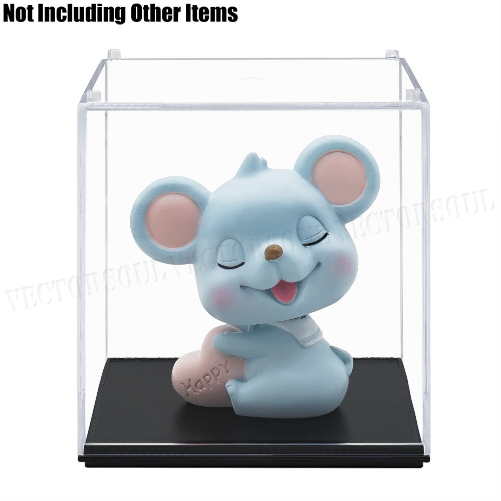US Clear Acrylic Display Box Case Perspex Dustproof Plastic Base Protection 3.9"