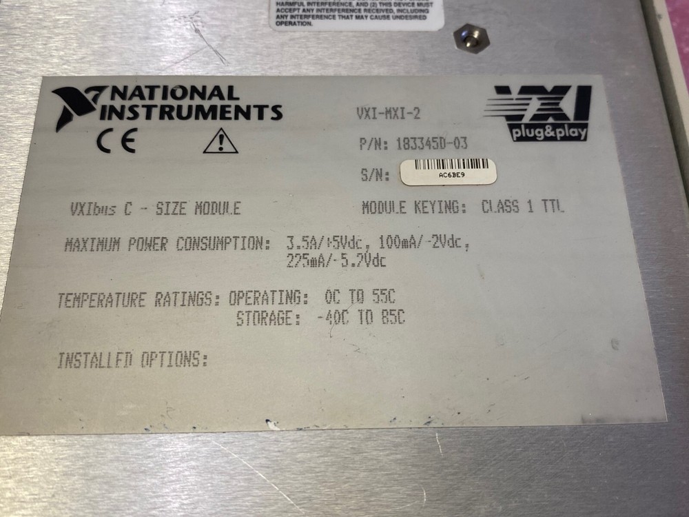 NATIONAL INSTRUMENTS 18345D-03 MODEL#VXI-MXI-2
