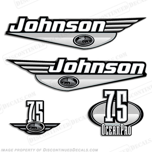 Fits Johnson 75hp OceanPro Decals - Silver