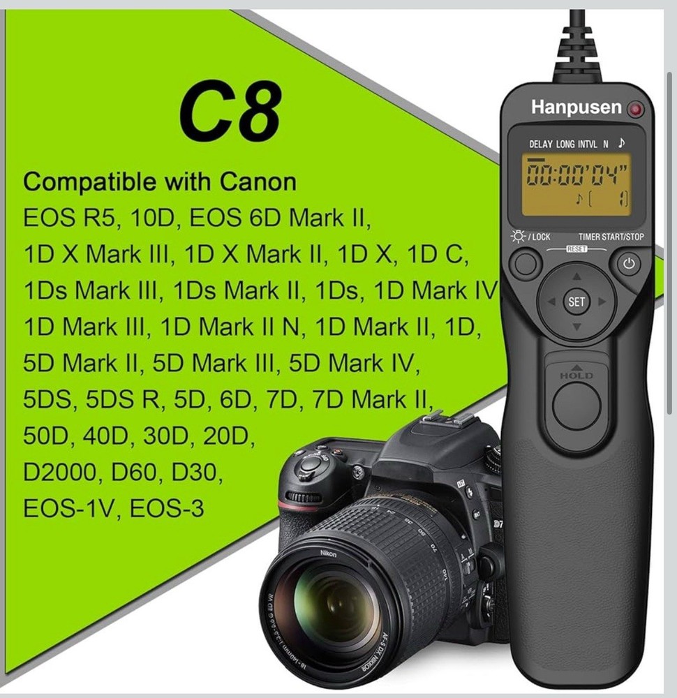 Hanpusen TR-90 Remote Switch With Digital Timer For Camera Shutter Use