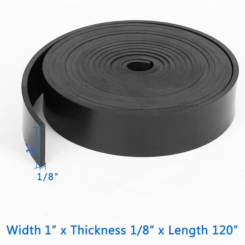 Solid Rubber Strips Rolls, 1 Wide x 1/8 Thick x 120 Long Neoprene Rubber Shee...