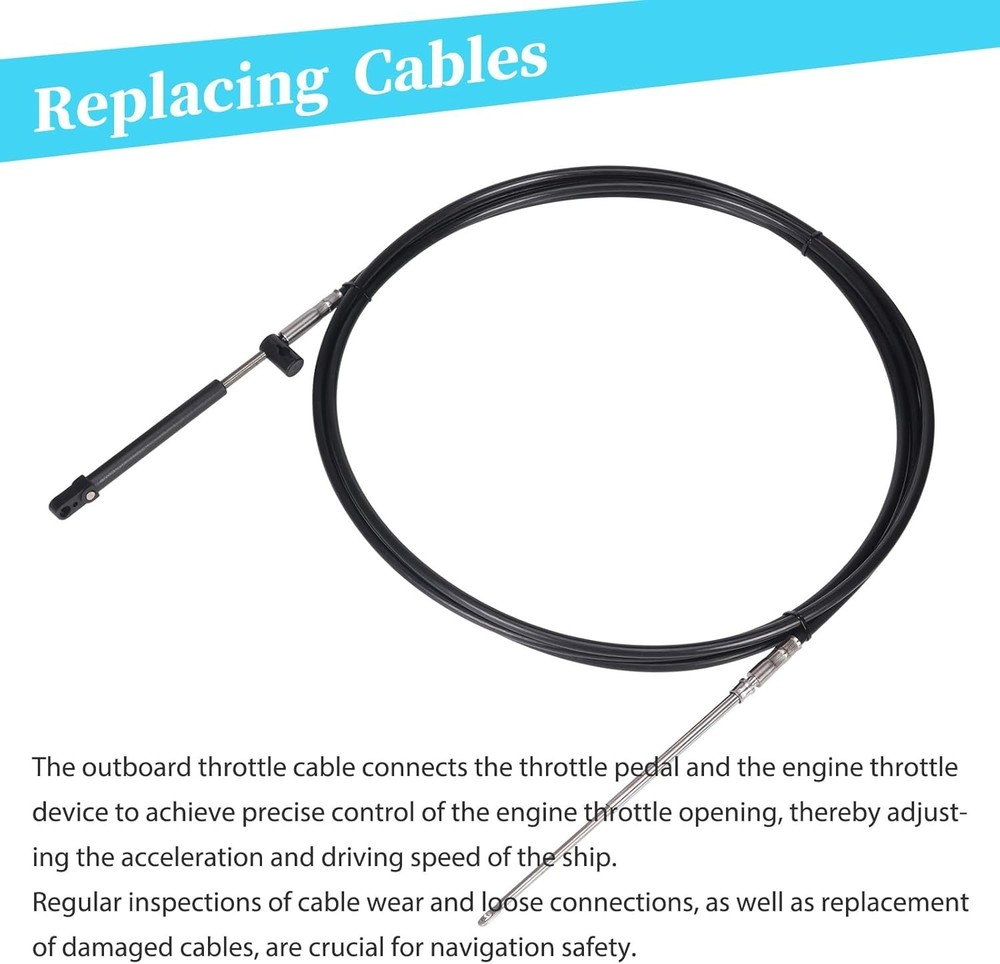 Replacement Throttle and Shift Cables for Marine Force Engines, 15ft 2-Pack