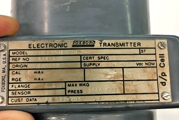 Foxboro Electronic Transmitter Model: 823DP-I3K1MH2-C, 3000 Psi Max