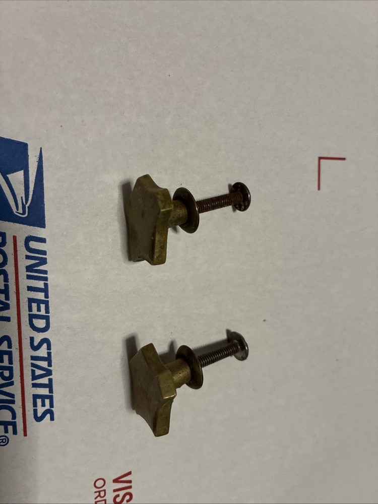2 Pcs MCM Vintage Antique Solid Brass Pulls Handles for Cabinet Drawer