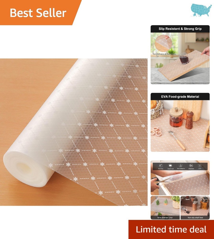 Removable Waterproof Kitchen Shelf Liner - Eco-Friendly EVA with Elegant Pattern