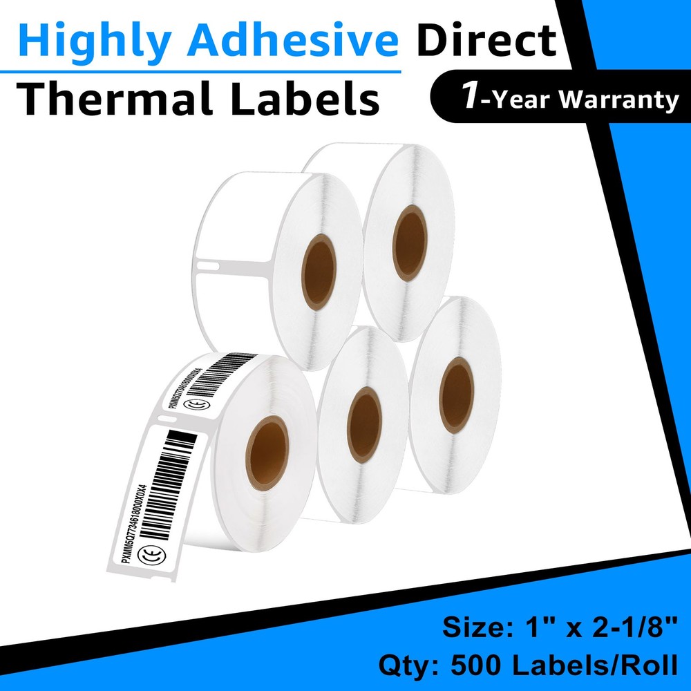5 Rolls Multipurpose Labels Compatible For Dymo 30336 500 Per Roll 1” X 2 1/8”