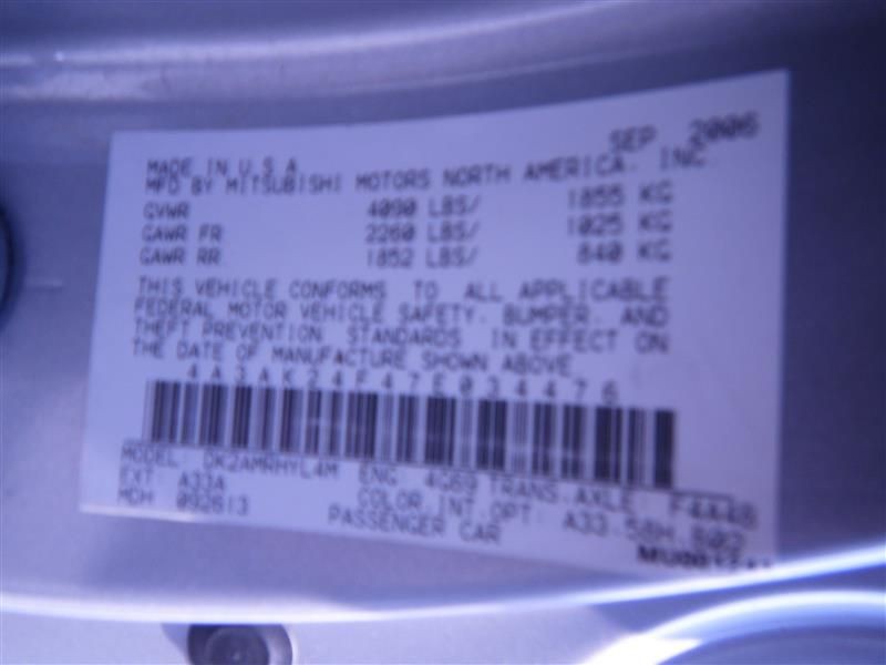 Mitsubishi Eclipse 2007 Jack 3783474 7391