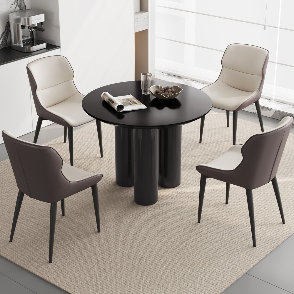 39" Round Dining Table Black Modern Kitchen Table Dining Room Table for 2-4