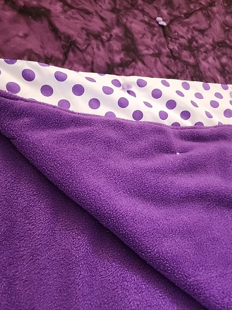 Handmade Lap Baby Car Blanket Purple Polka Dots With Solid Pattern 36 X 42